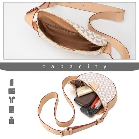 Women’s PU Leather Crossbody Bag Adjustable Strap Multi-Function Pockets - Picture 5 of 6